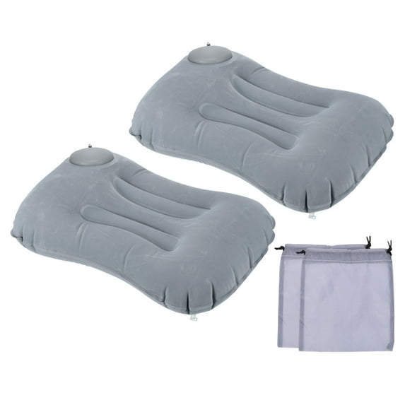Uxcell Camping Pillow, Portable Camp Beach Pillow Neck Lumbar Support, Gray 2 Pack