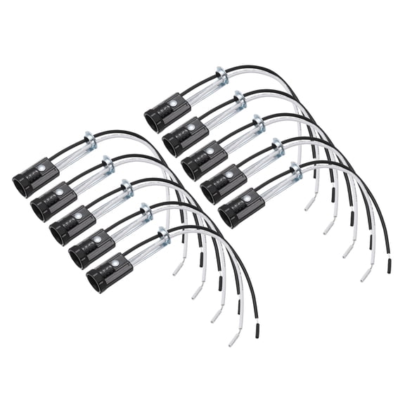 Uxcell Candelabra Base Light Socket with 19cm/7.6in Wire 10Pcs E12 Base Lamp Holder,70x20mm/2.8x0.8in, 75W Candelabra Base Lamp Holder Socket for Light Bulb Replacement Part