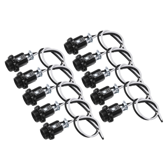 Uxcell Candelabra Base Light Socket with 20.4cm/8.16in Wire 10Pcs E12 Base Lamp Holder,43x28mm/1.72x1.12in, 75W Candelabra Base Lamp Holder Socket for Light Bulb Replacement Part