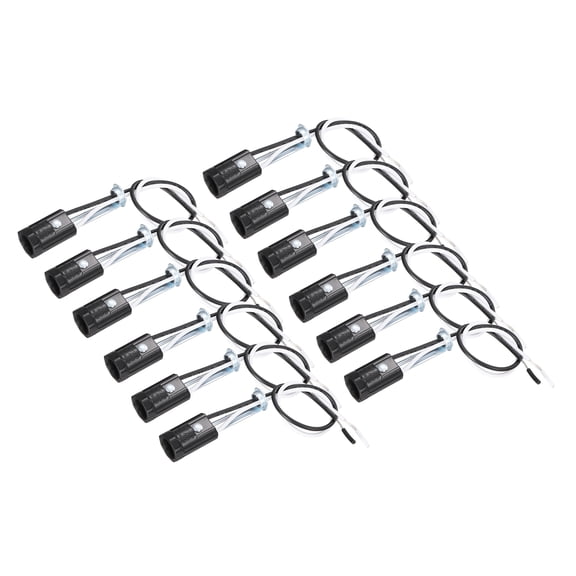 Uxcell Candelabra Base Light Socket with 25cm/10in Wire 12Pcs E12 Base Lamp Holder,70x20mm/2.8x0.8in, 75W Candelabra Base Lamp Holder Socket for Light Bulb Replacement Part