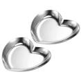 thumbnail image 1 of Uxcell Candle Tray Holder, 3.35inch Stainless Steel Heart Plate for Home Decor Silver 2Pack, 1 of 6