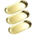 thumbnail image 1 of Uxcell Candle Tray Holder, 7inch Stainless Steel Oval Plate for Home Decor Gold 3Pack, 1 of 6