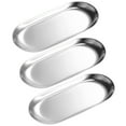 thumbnail image 1 of Uxcell Candle Tray Holder, 7inch Stainless Steel Oval Plate for Home Decor Silver 3Pack, 1 of 6