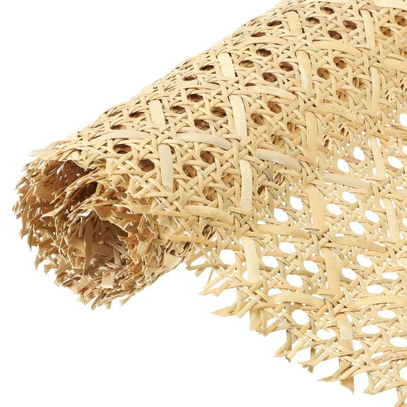 Uxcell Cane Rattan Webbing Roll T-Shape 14"x3.3Ft,Pre-Woven Open Mesh Cane Sheet,Wooden