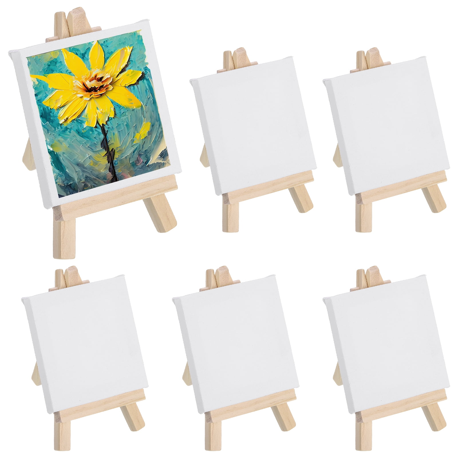 Uxcell Canvas Boards for Painting with 4.9" Mini Easel Kit, 3x3" Cotton ...