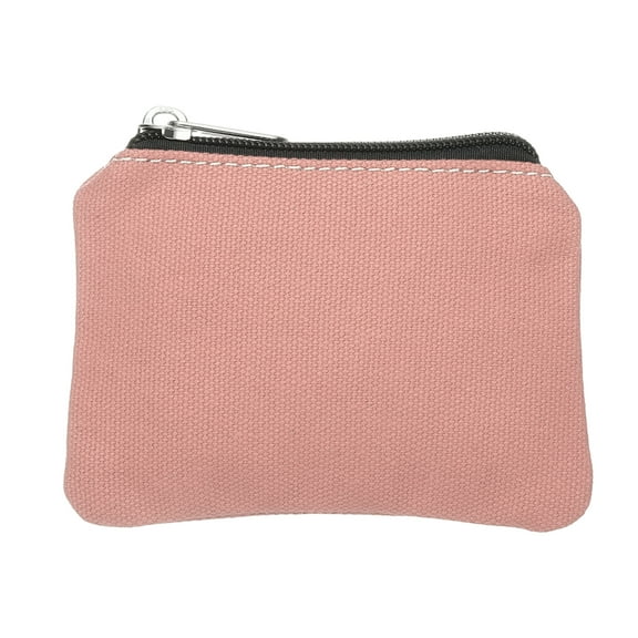 Uxcell Canvas Coin Purse, Small Coin Purse with Zipper Portable Change Pouch Holder Travel Storage Organizer 5x3 in & Coral Pink-Fitting for ( Change Coins/ID Card/Jewelry Keys/Cosmatic)