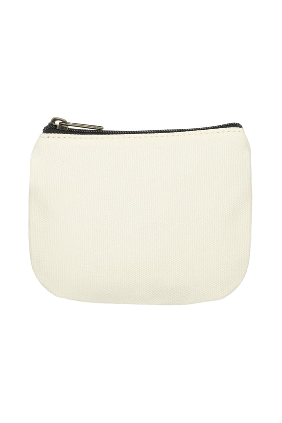 Canvas Coin Purse, Small Coin Purse with Zipper Portable Change Pouch Holder Travel Storage Organizer 6x5 in & Beige-Fitting for ( Change Coins/ID Card/Jewelry Keys/Cosmatic)