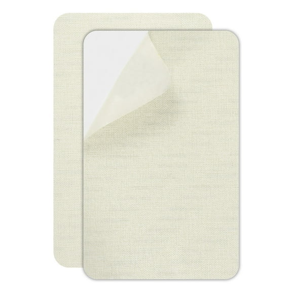 Uxcell Canvas Repair Patch, 2 Pcs 4.9 x 8 Inch Self-Adhesive Waterproof Linen Fabric Patch for Sofas Tote Bags Furniture Car Seats Canopy Tents Boat Covers, Beige White