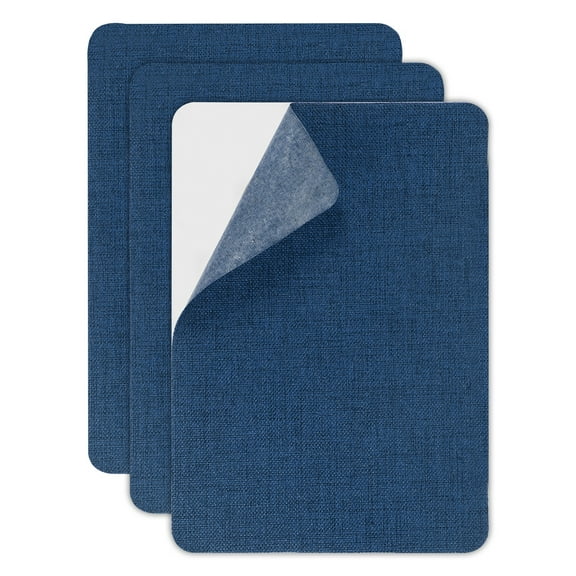 Uxcell Canvas Repair Patch, 3 Pcs 5.5 x 8 Inch Self-Adhesive Waterproof Linen Fabric Patch for Sofas Tote Bags Furniture Car Seats Canopy Tents Boat Covers, Dark Blue