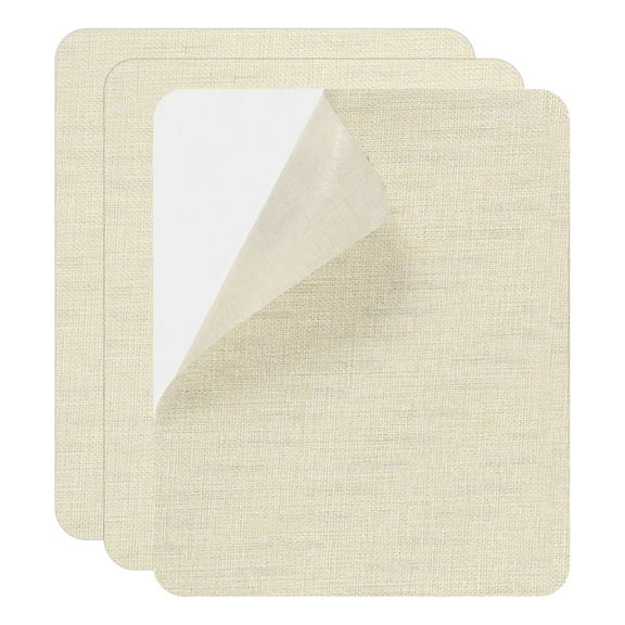 Uxcell Canvas Repair Patch, 3 Pcs 9 x 11 Inch Self-Adhesive Waterproof Linen Fabric Patch for Sofas Tote Bags Furniture Car Seats Canopy Tents Boat Covers, Beige