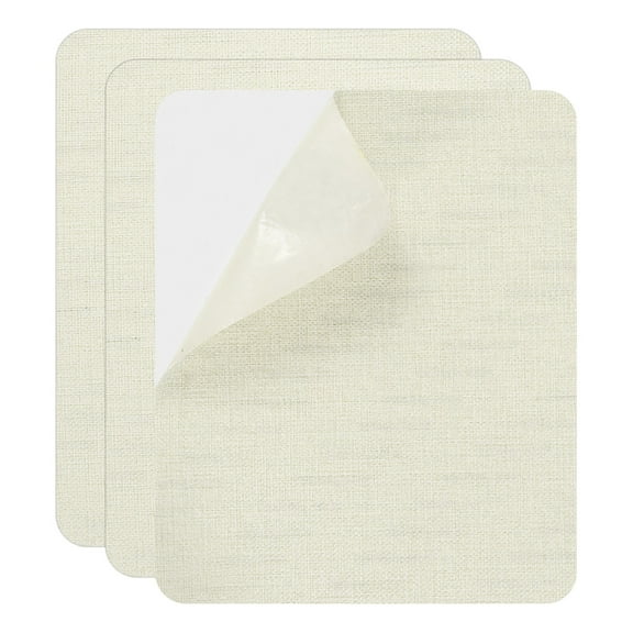Uxcell Canvas Repair Patch, 3 Pcs 9 x 11 Inch Self-Adhesive Waterproof Linen Fabric Patch for Sofas Tote Bags Furniture Car Seats Canopy Tents Boat Covers, Beige White