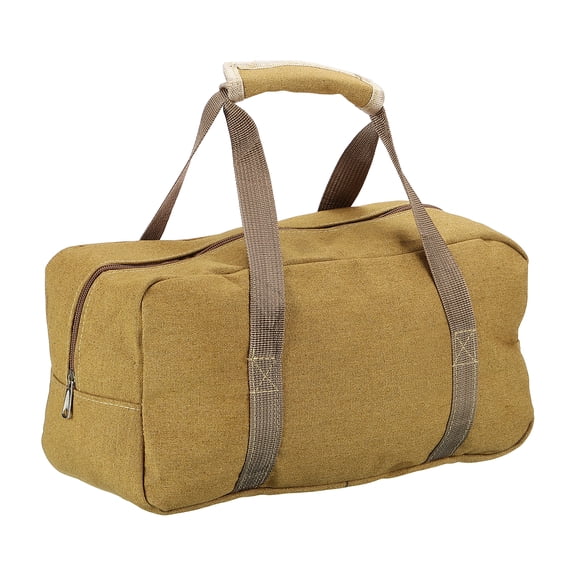 Uxcell Canvas Tent Stakes Bag, Canvas Tool Storage Bag Heavy Duty Camping Organizer with Handle Durable Fabric Utility Pouch 14x6x7" & Khaki- Fit for (Outdoor Hunting/Hiking Kit)