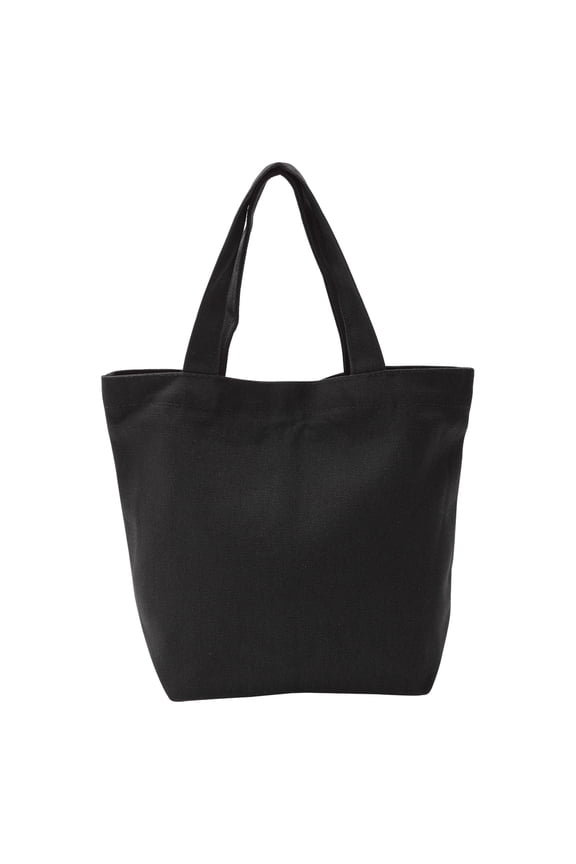 8.3 x 9 x 3.9 inch Canvas Tote Bag with Handle Small Reusable Handbag Shopping Bags Black