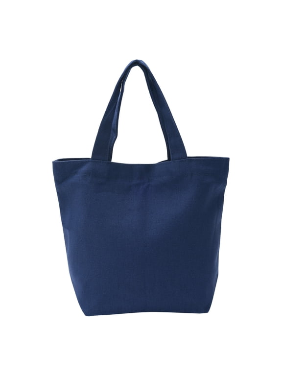 8.3 x 9 x 3.9 inch Canvas Tote Bag with Handle Small Reusable Handbag Shopping Bags Dark Blue