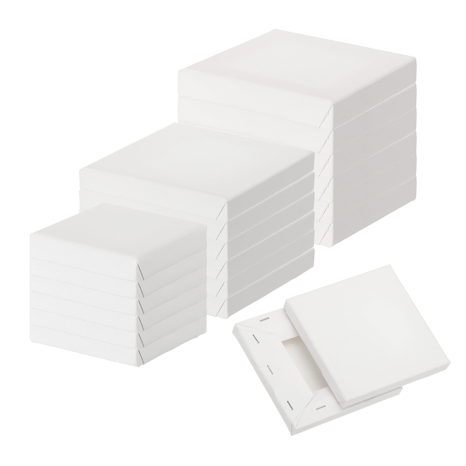 Uxcell Canvas for Painting, 18 Pack 3x3" 4x4" 5x5" Blank Cotton Canvas for Various Paints