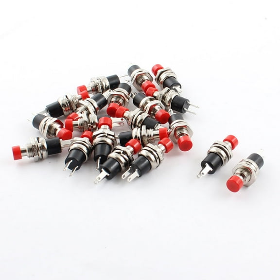 Uxcell Cap Panel Mount Momentary Push Button Switch AC125V 3A AC250V 6A Plastic, Metal, 20pcs