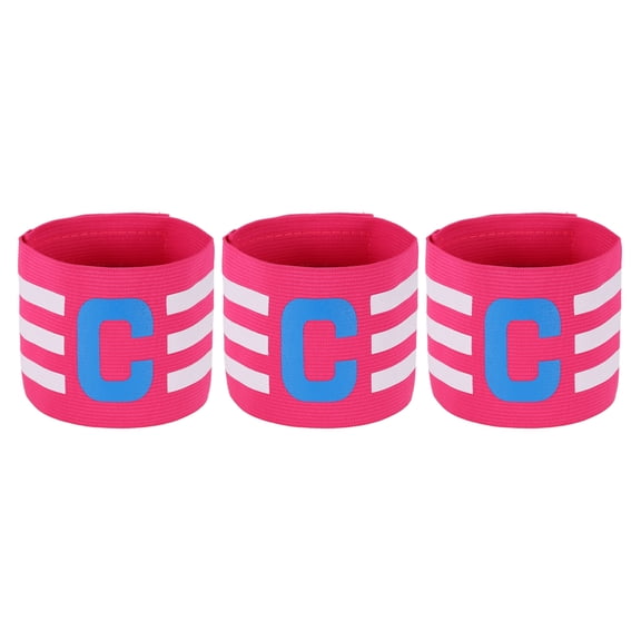 Uxcell Captain Arm Bands for Soccer, Soccer Captain C Armband Classic Striped for Adult Football 3 Pcs & Rose Red