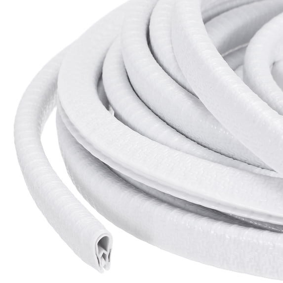 Uxcell Rubber Edge Trim Guard 19.7 ft x 0.39 inch x 0.28 inch U Channel Edge Protector Seal Strip with Metal Clip White