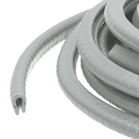 Uxcell Rubber Edge Trim Guard 19.7 ft x 0.31 inch x 0.24 inch U Channel Edge Protector Seal Strip with Metal Clips Gray