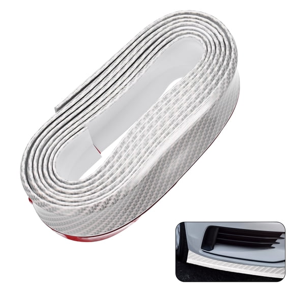 Uxcell Car Front Lip 8.2ft/2.5m Rubber Car Front Bumper Lip Guard Strip Anti-Collision Car Skirt Protector Universal Automotive Exterior Accessories for Car Truck SUV, Carbon Fiber White