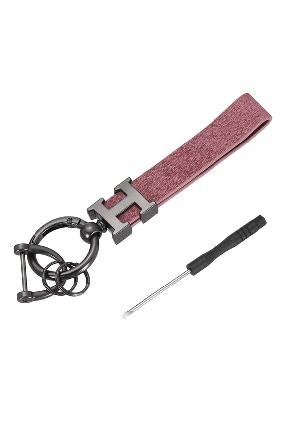 Car Key Chain Ring Clip 3.35 Inch Leather Keychain Key Fob Wristlet Keychain with Anti-Lost D Ring & Keyrings Fit Women Men for Home Car, White Matte Gun