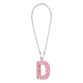 Uxcell Car Letter Charm, Initial D Bling Letter Interior Car Rear View Mirror Ornament Hanging Cute Crystal Rhinestone Pendant Auto Decoration for Women Men Lucky Gifts, Pink