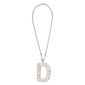 Uxcell Car Letter Charm, Initial D Bling Letter Interior Car Rear View Mirror Ornament Hanging Cute Crystal Rhinestone Pendant Auto Decoration for Women Men Lucky Gifts, White