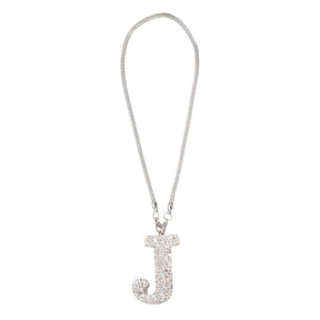 Uxcell Car Letter Charm, Initial J Bling Letter Interior Car Rear View Mirror Ornament Hanging Cute Crystal Rhinestone Pendant Auto Decoration for Women Men Lucky Gifts, White