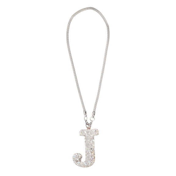 Uxcell Car Letter Charm, Initial J Bling Letter Interior Car Rear View Mirror Ornament Hanging Cute Crystal Rhinestone Pendant Auto Decoration for Women Men Lucky Gifts, White