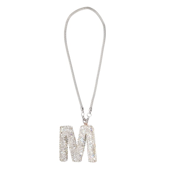 Uxcell Car Letter Charm, Initial M Bling Letter Interior Car Rear View Mirror Ornament Hanging Cute Crystal Rhinestone Pendant Auto Decoration for Women Men Lucky Gifts, White