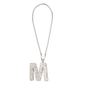 Uxcell Car Letter Charm, Initial M Bling Letter Interior Car Rear View Mirror Ornament Hanging Cute Crystal Rhinestone Pendant Auto Decoration for Women Men Lucky Gifts, White