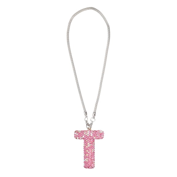 Uxcell Car Letter Charm, Initial T Bling Letter Interior Car Rear View Mirror Ornament Hanging Cute Crystal Rhinestone Pendant Auto Decoration for Women Men Lucky Gifts, Pink