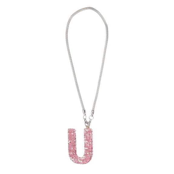 Uxcell Car Letter Charm, Initial U Bling Letter Interior Car Rear View Mirror Ornament Hanging Cute Crystal Rhinestone Pendant Auto Decoration for Women Men Lucky Gifts, Pink