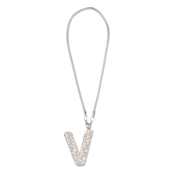 Uxcell Car Letter Charm, Initial V Bling Letter Interior Car Rear View Mirror Ornament Hanging Cute Crystal Rhinestone Pendant Auto Decoration for Women Men Lucky Gifts, White