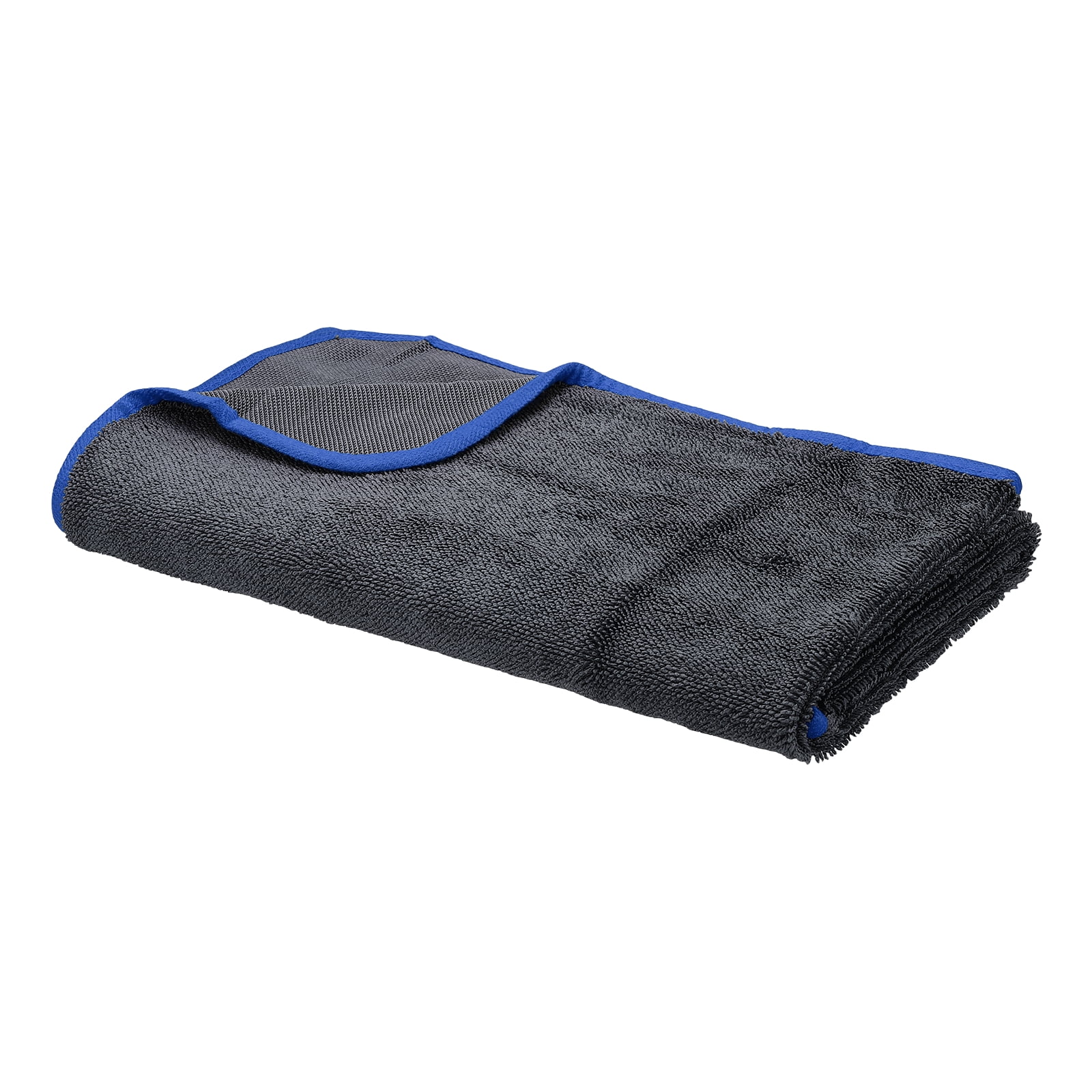 Uxcell Car Microfiber Towels 23.62 x 35.43 Inch Ultra Absorbent Microfiber Towel Care Polishing Detailing Waxing Cloths Single Layer for Car Kitchen Window, Grey/Blue(600GSM)