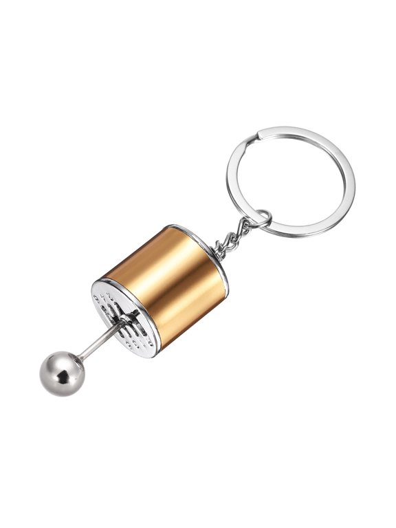 Car Shifter Gear Keychain Manual Transmission Auto Parts Key Chains Shift Lever Keyring Speed Gear Box Key Fob Fit Men Women for Trucks Bikes, Gold