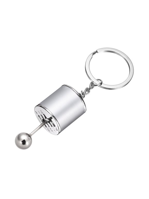 Car Shifter Gear Keychain Manual Transmission Auto Parts Key Chains Shift Lever Keyring Speed Gear Box Key Fob Fit Men Women for Trucks Bikes, Silver