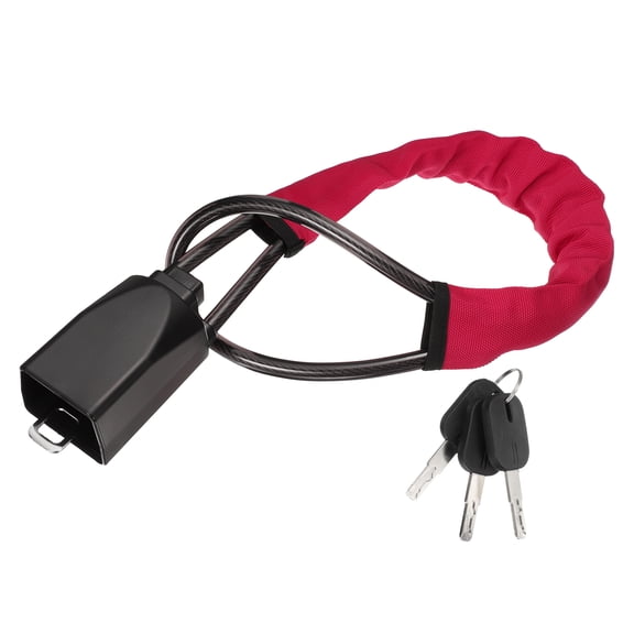 Uxcell Car Steering Wheel Lock, Seat Belt Lock with 3 Keys 17.3" Max Length, Red