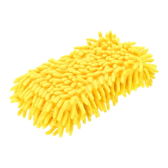 Uxcell Car Wash Sponge 8.7" x 4.3" Chenille Microfiber Mitt Scratch-Free Absorbent Scour Scrubber Cleaning Sponge for Washing Detailing on Cars, Boats, RVs, Yellow