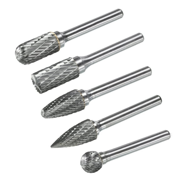 Uxcell Carbide Burrs Double Cut Rotary Burrs File Radius Cylinder Shape Cutting Burrs with 1/4" Shank 1/2" Head