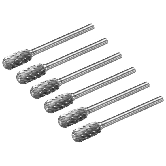 Uxcell Carbide Burrs Double Cut Rotary Burrs File Radius Cylinder Shape Cutting Burrs with 1/8" Shank 1/4" Head 6pcs