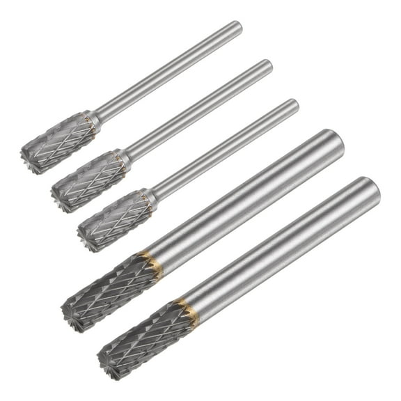 Uxcell Carbide Burrs Double Rotary Burrs File Radius Cylinder Shape Cutting Burrs with 1/8" 1/4 Shank 1/4" Head 2pcs
