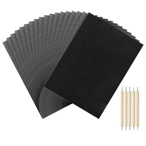 Uxcell Carbon Paper Set A4 Graphite Transfer Tracing Copy Paper with Embossing Stylus Black 50Sheet