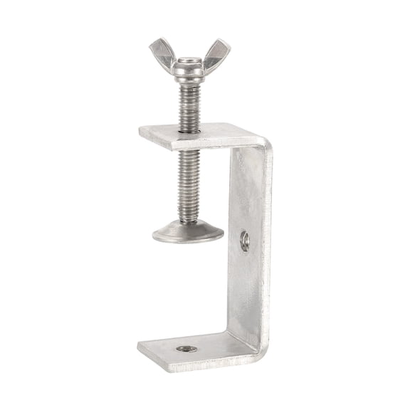 Uxcell Carbon Steel C Clamps 120mm Square Galvanized Mini Tiger Clamp Adjustable Heavy Duty Metal U Clip with Hexagonal Screws for Woodworking Welding Mounting, Blue White