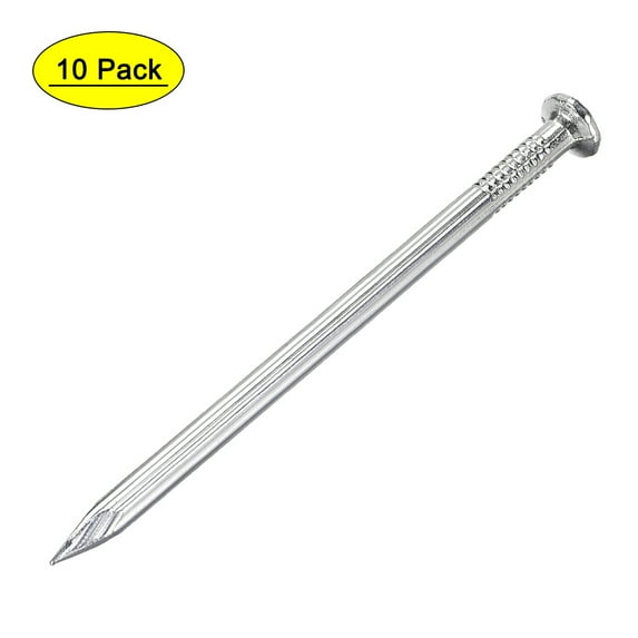 Uxcell Carbon Steel Cement Nail Electroplating 3.9" Length 0.2" Rod Dia Silver Tone 10pcs