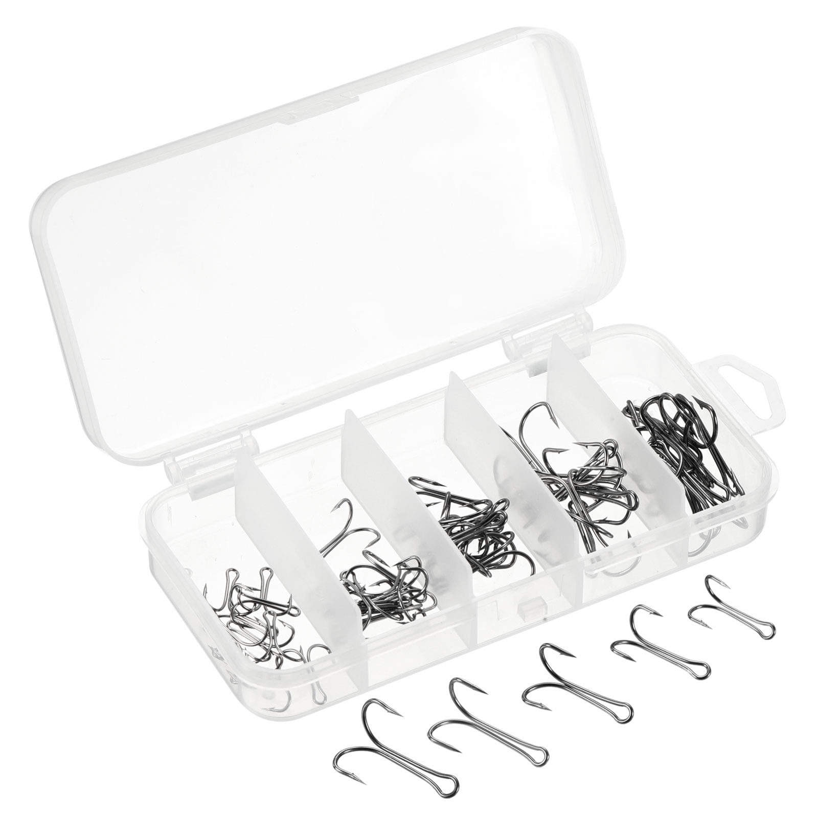 Uxcell Carbon Steel Classic Sharp Open Shank Barbed Frog Hooks Double Fish  Hooks, Black 1 Set