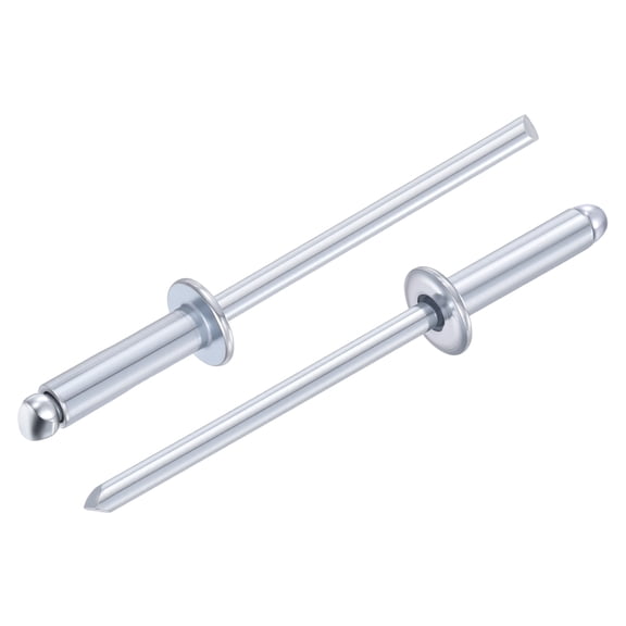 Uxcell Carbon Steel Open End Blind Rivets Dome Head Rivet 1/8"x1/2", White Zinc Finish - 100PCS Heavy Duty Fasteners for Automotive, Marine, RV, HVAC, Furniture