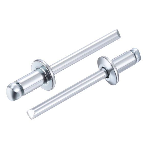 Uxcell Carbon Steel Open End Blind Rivets Dome Head Rivet 3/16" x 5/16", White Zinc Finish - 50PCS Heavy Duty Fasteners for Automotive, Marine, RV, HVAC, Furniture