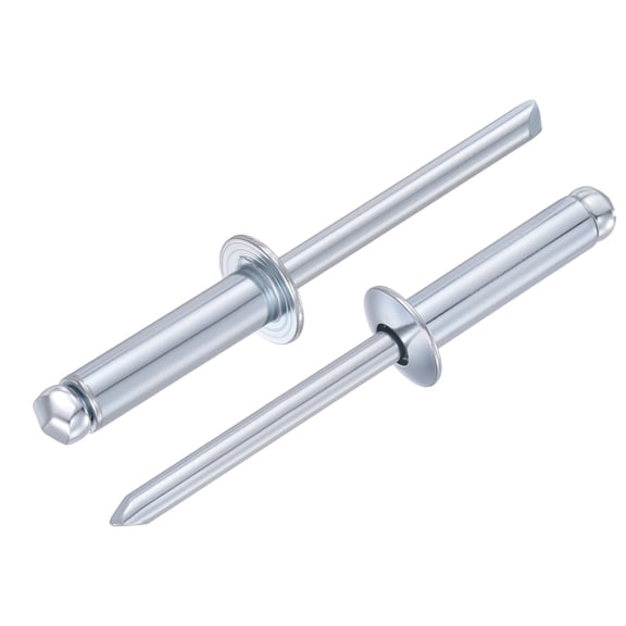 Uxcell Carbon Steel Open End Blind Rivets Dome Head Rivet 3/16"x11/16", White Zinc Finish - 50PCS Heavy Duty Fasteners for Automotive, Marine, RV, HVAC, Furniture