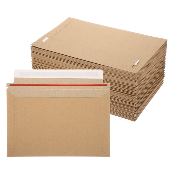 Uxcell Cardboard Envelopes, (10" x 6", Brown) (100Pcs), Rigid Mailers Self Seal Photo Document Mailers Stay Flat Shipping Envelopes, Suit for CD/Photos/Documents/Pictures/Papers/Files